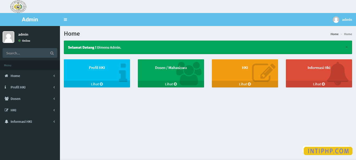 Sistem Informasi Manajemen HKI (Hak Kekayaan Intelektual) Dengan Php Mysqli